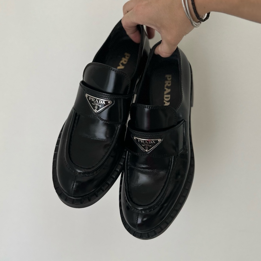 SOLD - Prada Black Chocolate Brushed Leather Loafers – Size 39.5